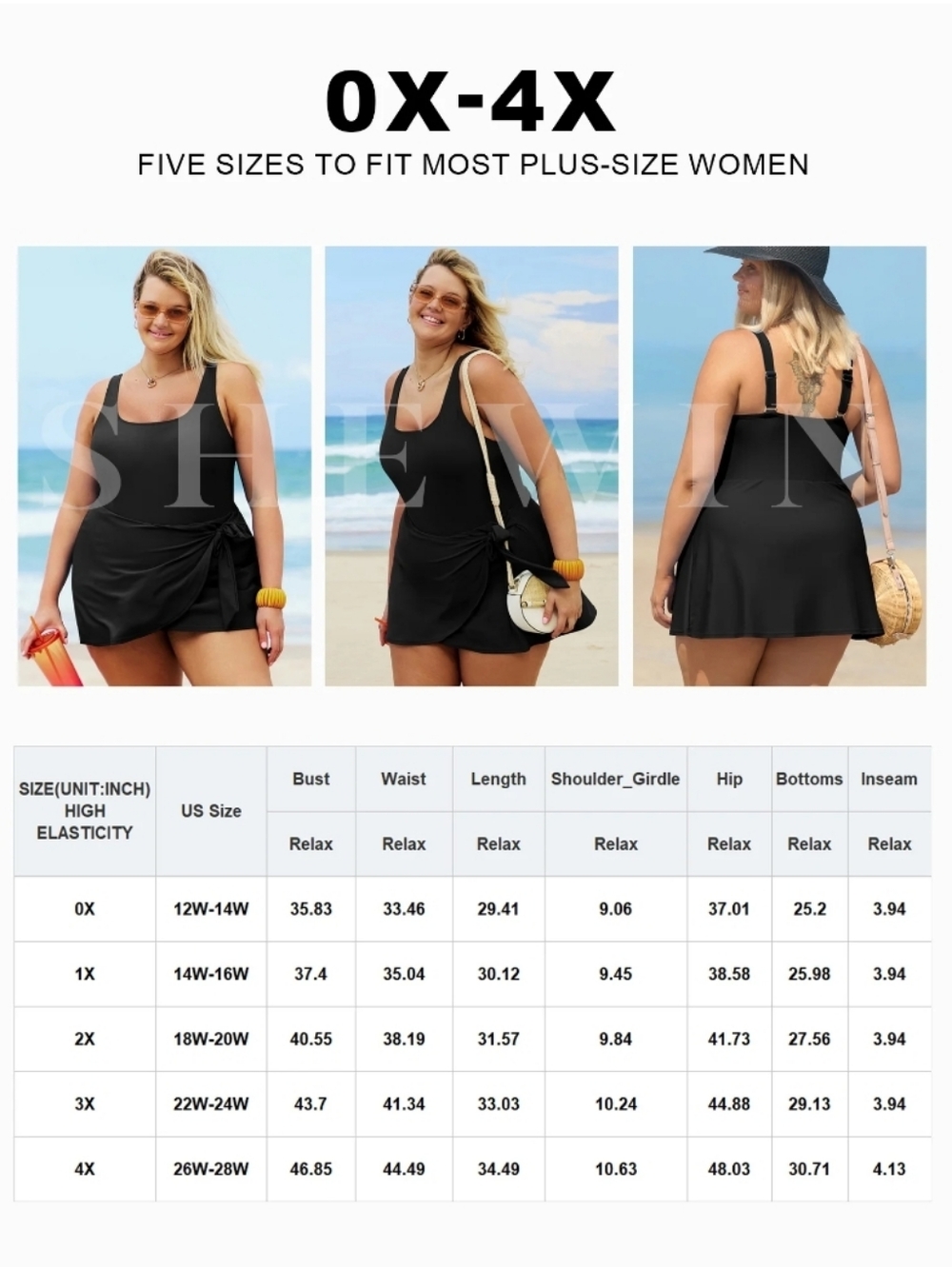 Womens Plus Size One-piece Swim Suit Padded Swim Dress Side Knot - Picture 5 of 8